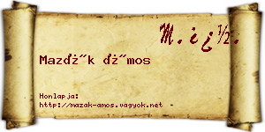 Mazák Ámos névjegykártya